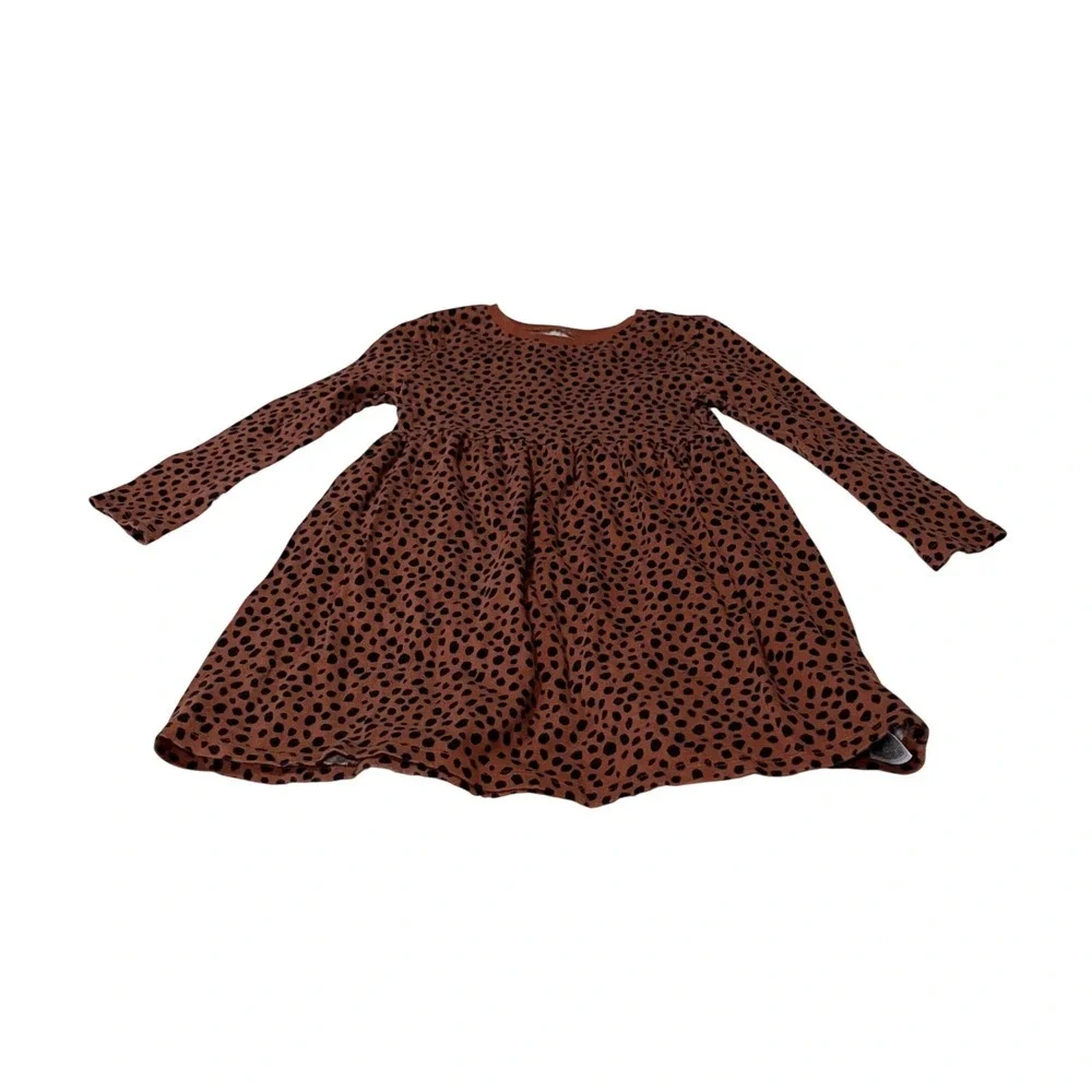 Old Navy Toddler 5T Rust Orange Black Spotted Long Sleeve Empire Waist Dress